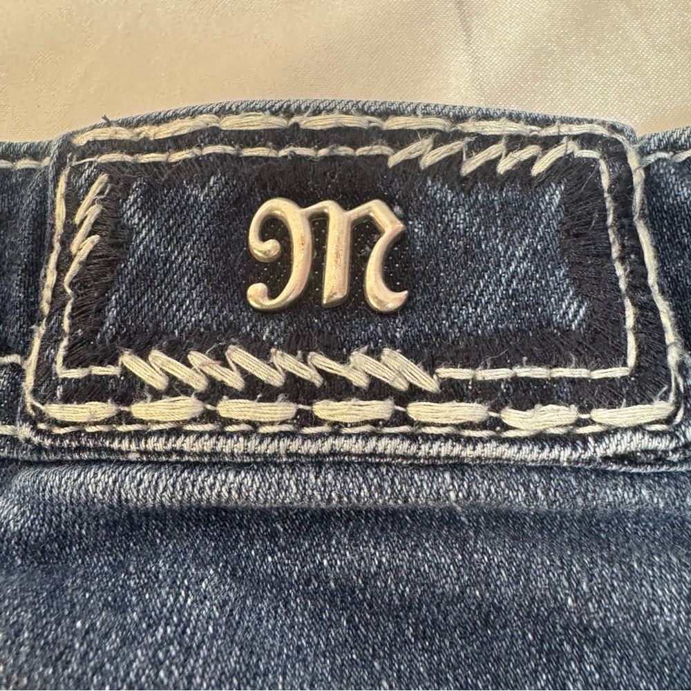 Miss Me Signature Slim Boot Western Sequins Embellished Denim Blue Jeans - Picture 5 of 12
